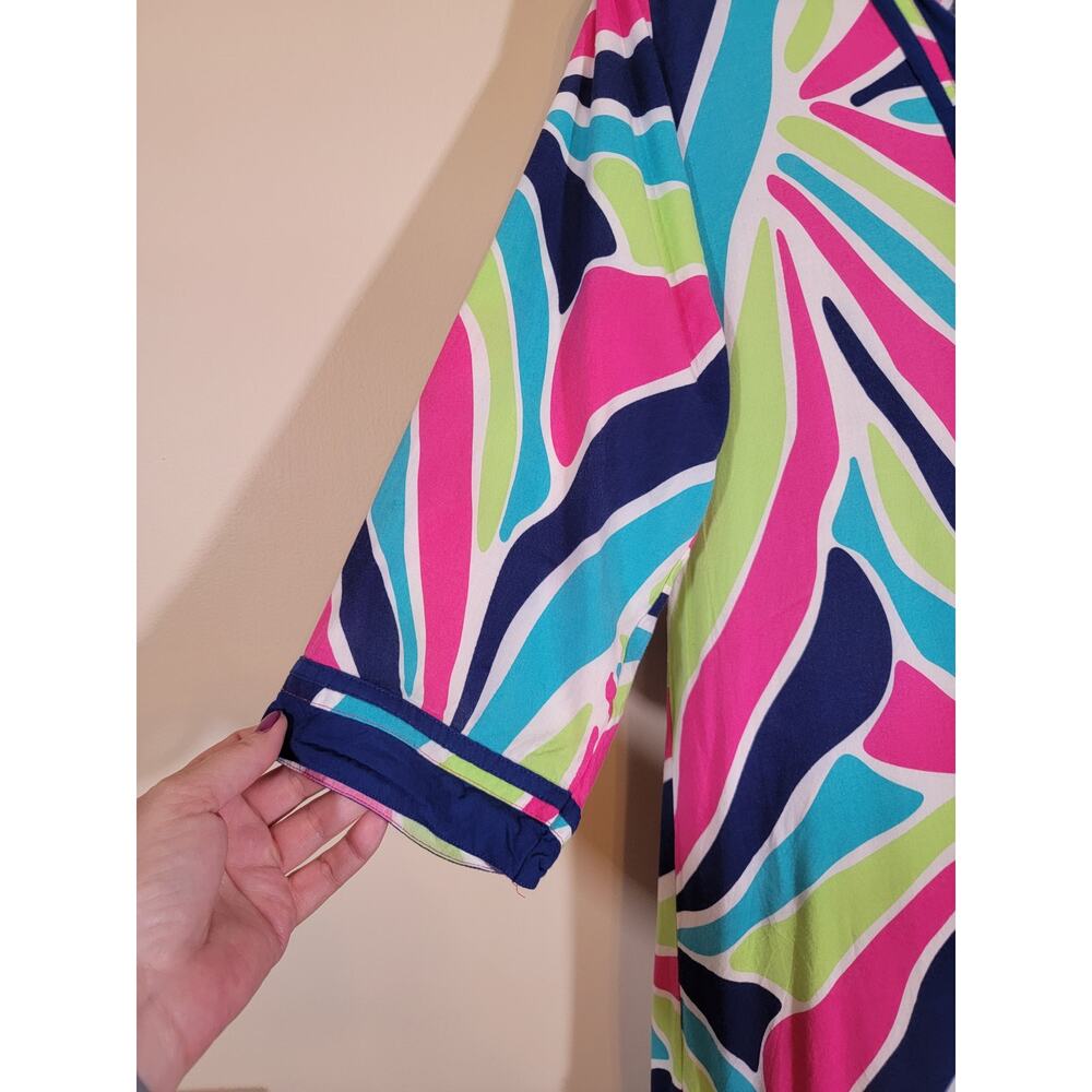 Escapada Women's 3/4 Sleeves Swim Cover Up V Neck Multicolor Size Medium Vacay - Picture 3 of 7